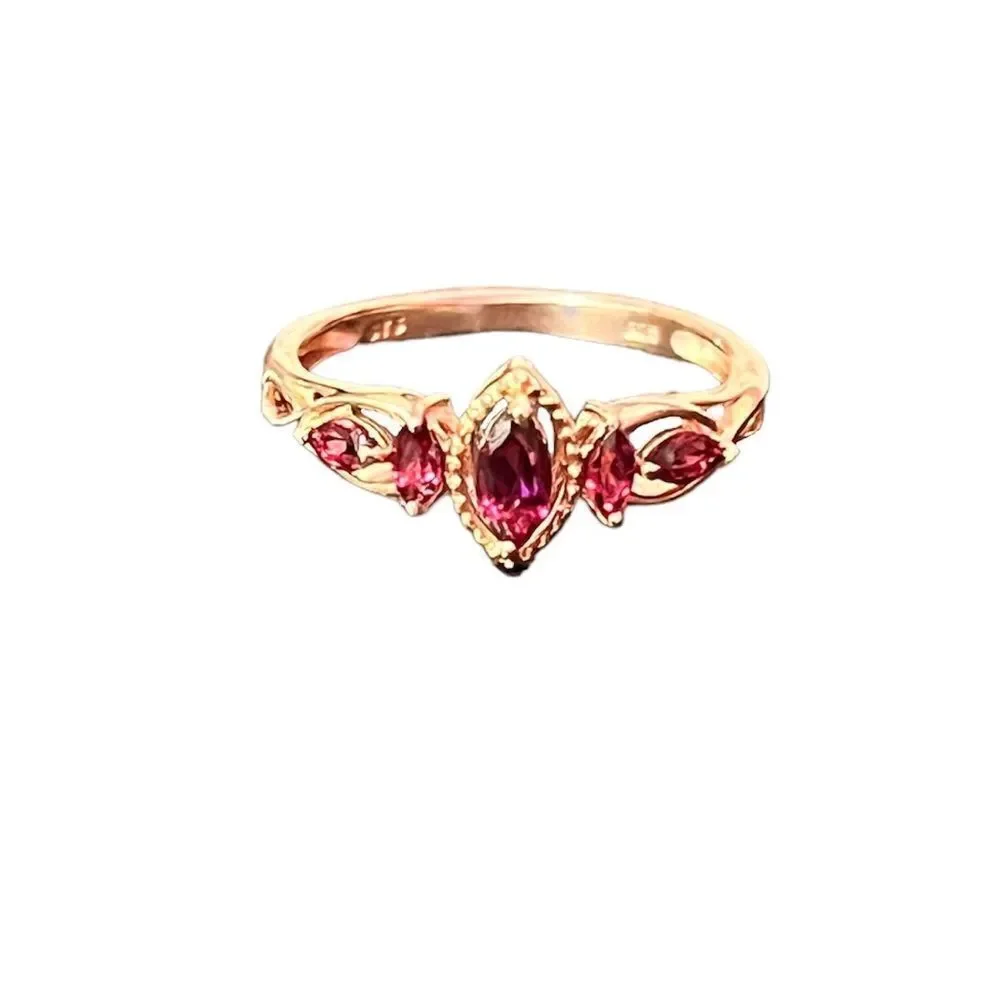 Orissa Rhodolite Garnet 14k Rose Gold Plated Over Sterling Silver Ring Size 8